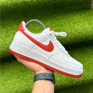 Nike Air Force 1 '07 Sneakers White Dragon Red Men’s Shoes Size 8,5 Authentic
